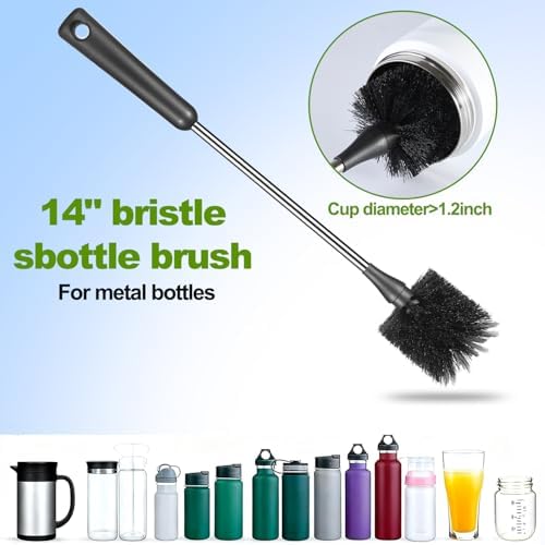 [3 Pack] Bottle Brushes, Stainless Steel Long Handle Water Bottle