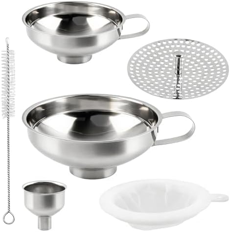 6Pcs Stainless Steel Canning Funnel for Filling Mason Jars, Bottles