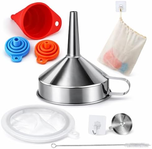 No Spill Kitchen Funnel Set, Food Grade 3 Collapsible Silicone Funnels