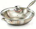 Stainless Steel 316 Wok with Glass Lid, Tri-Ply Stir Fry Pan with Handle, Induction Compatible (12.5 inch)