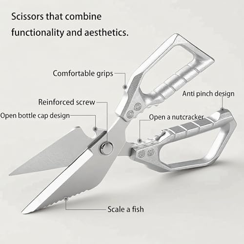 Heavy Duty Stainless Steel All Purpose Kitchen Scissors Silver