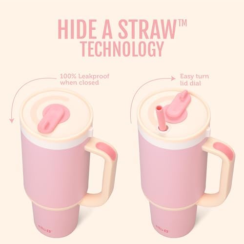 Ello Oasis 40oz Insulated Stainless Steel Tumbler with Straw, Pink