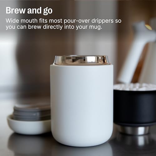 Fellow Carter Wide 12 oz Ceramic Lined Travel Mug with Lid, Coffee &