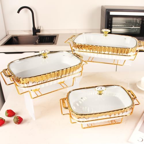 Ceramic 14-Inch 1.6-Quart Casserole Baking Pan with Glass Lid