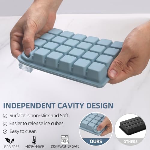 4-Pack Silicone Ice Cube Trays with Lid, Easy Release Ice Cube Molds