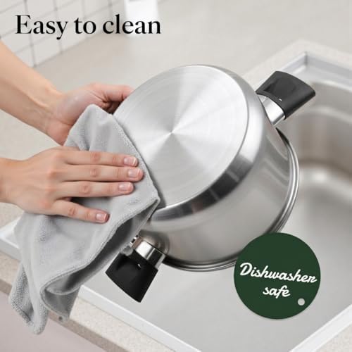 Meythway Stainless Steel Pots and Pans Set Non Toxic, 6PCs Kitchen Cookware Sets with Stay-Cool Handles, Dishwasher Safe&Compatible with All Stovetops(Gas,Electric&Induction)