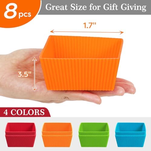 Webake 3.5 Inch Jumbo Baking Cups Reusable Silicone Square Cupcake