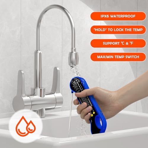 TRAUSI Instant Read Meat Thermometer, Blue