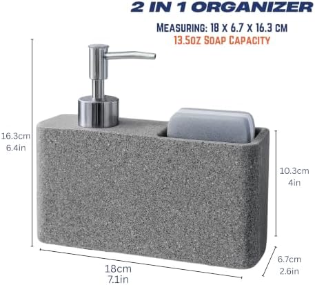 Havara Dish and Hand Soap Dispenser, Granite Resin