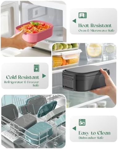 Bento Lunch Box, 65 oz 3-Tier Stackable Lunch Container, Adjustable