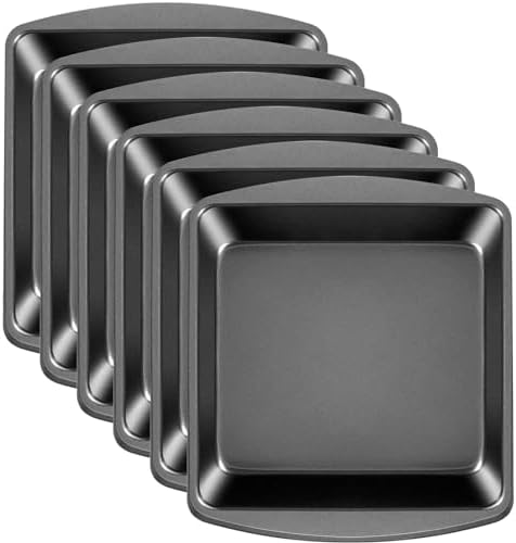 Tioncy 6 Pack 9x9 Square Baking Pans, Nonstick Stainless Steel Cake
