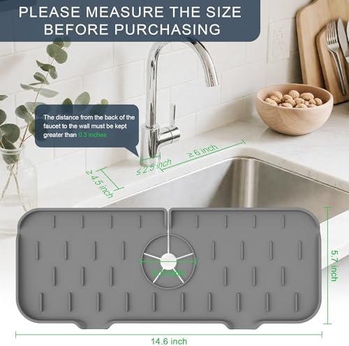 Gosmol Kitchen Sink Splash Guard Silicone Faucet Mat for Kitchen Sink