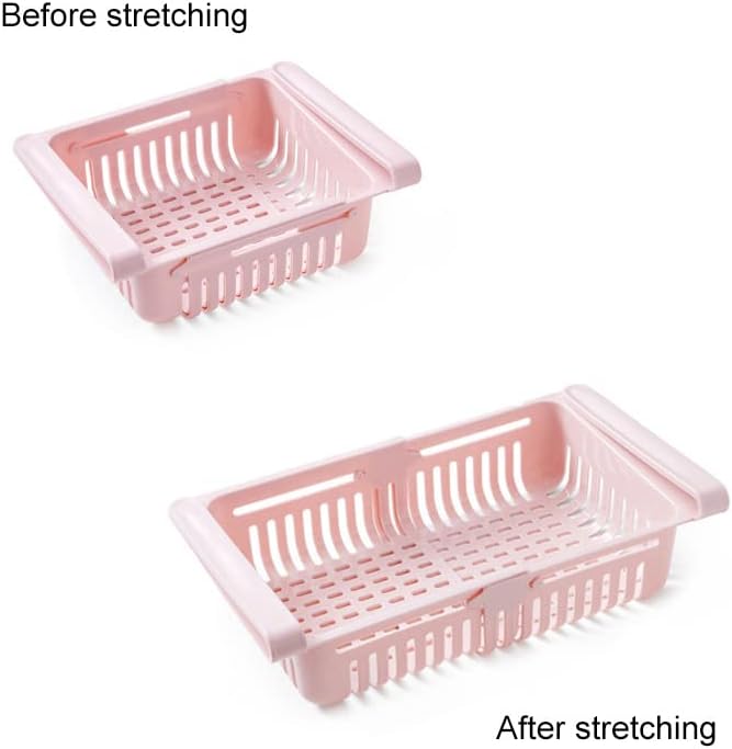 2PCS Refrigerator Drawer Organizer,Retractable Fridge Drawer Organizer