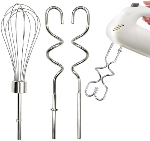 3Pcs Hand Mixer Beaters Dough Hook for Kitchen Aid, Stainless Steel