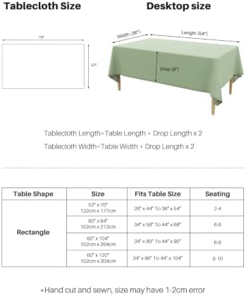 IVAPUPU Textured Linen Rectangle Table Cloth, Sage Green, 60 x 84 Inch