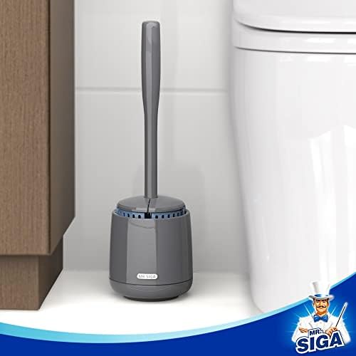 MR.SIGA Toilet Bowl Brush and Holder, Gray, 1 Pack