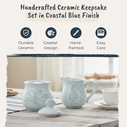 Blue Sky Ceramics Sky Ceramic Laguna Coastal Sugar and Creamer Set