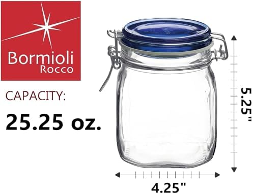 Bormioli Rocco Fido Glass Canning Jar, Airtight Storage Container with