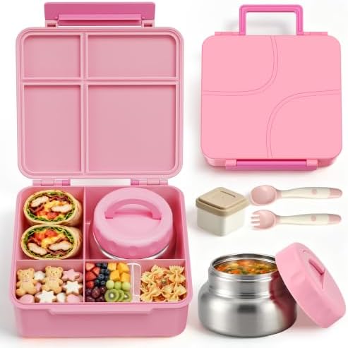JSLOVE Bento Box for Kids Lunch box with Leak Proof Insulated Food