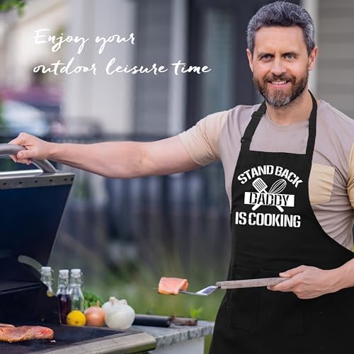 Dad Cooking Gifts Apron with Pockets, Stand Back Daddy Waterproof