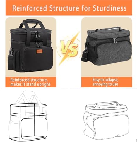 GLENKEY Expandable Lunch Box Insulated Leakproof Cooler Bag Work