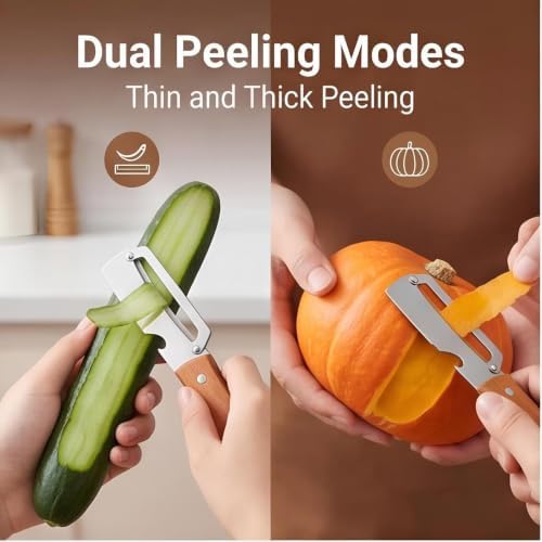2026 Upgrade 2-in-1 & 3-in-1 Vegetable Peeler Set with Wooden Handle