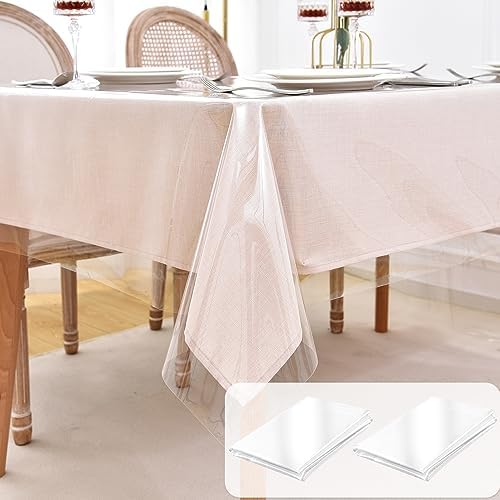 Nasitos Waterproof Clear Table Cover Protector 2 Pcs 60x84 in