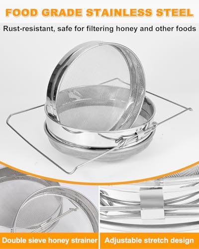Stainless Steel Honey Strainer, Double Sieve Honey Filter, Honey
