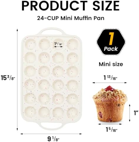 Vinino Mini Muffin Pan with Metal Reinforced Frame-1Pack, Silicone