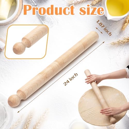 Geetery 24 Inch Long Pasta Rolling Pin 1.87 in Diameter Handmade