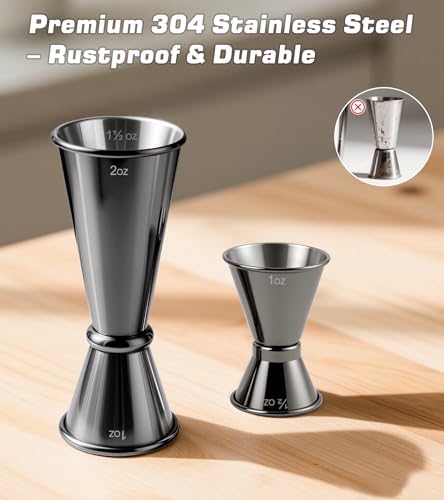 2-Pack Stainless Steel Cocktail Jiggers – Japanese Style Double