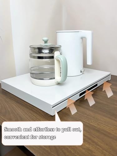 Carbon Steel Pull-Out Microwave Countertop Stand, White