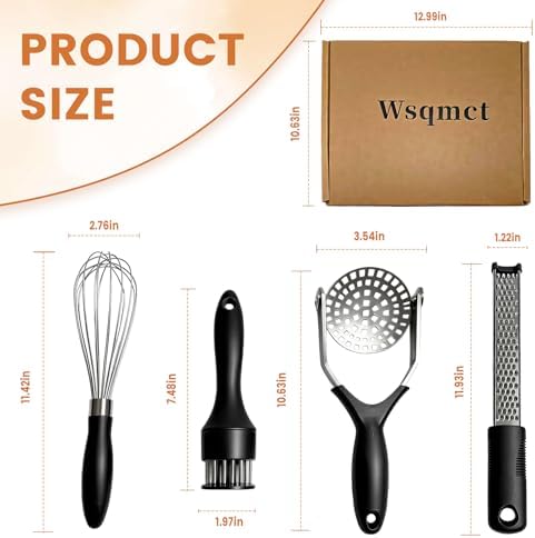 Kitchen Gadgets Set Stainless Steel Cooking Tools Essentials, Black