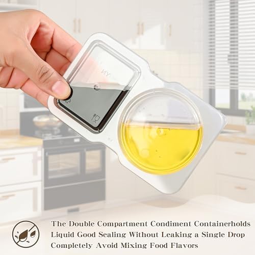 20 sets Reusable Snack Containers 2 Compartment Condiment Container