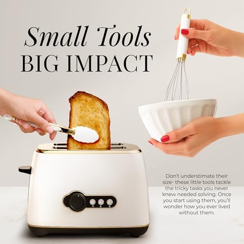 Styled Settings 8-Piece White and Gold Cooking Utensil Set