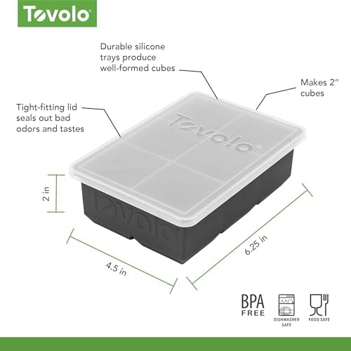 Tovolo Large 2” King Cube Ice Tray with Lid Charcoal Gray Ice Cube