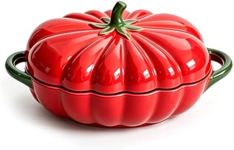 Ceramic Casserole Dish with Lid, 1.7 QT Tomato Shaped Ceramic Baking