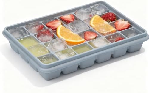Silicone Ice Cube Trays with Lid, 4 Pack Easy Release Stackable Ice