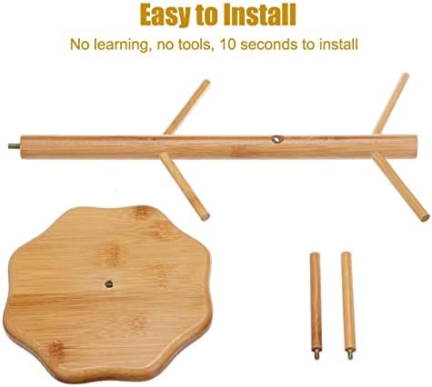 Bamboo Countertop Mug Tree Stand with 6 Hooks, Octagon Base Coffee Cup