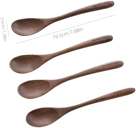 Black Walnut Wooden Spoons, 4pcs Soup Spoons for Eating, Eco-Friendly