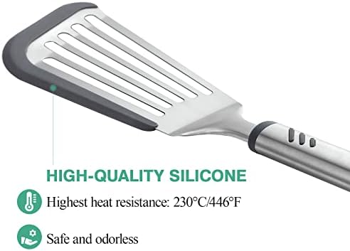 Silicone Fish Spatula, Flexible Slotted Turner for Nonstick Cookware