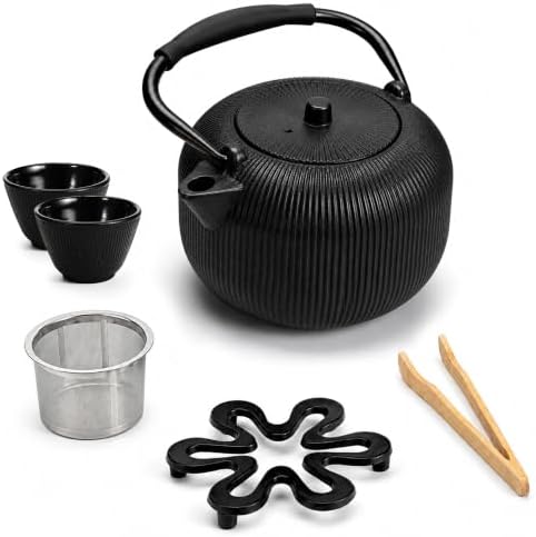 Cast Iron Teapot Set with 2 Cups, 34 oz (1000 ml) Japanese Tea Pot
