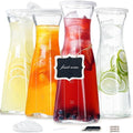 4 Pack Glass Carafe, 1 Liter Carafe for Mimosa Bar, Square Glass