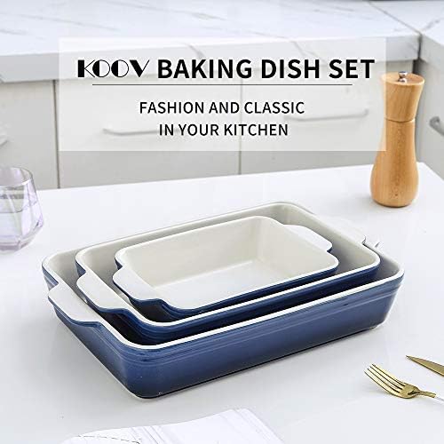 KOOV Bakeware Set, Ceramic Baking Dish, Rectangular Casserole Dish