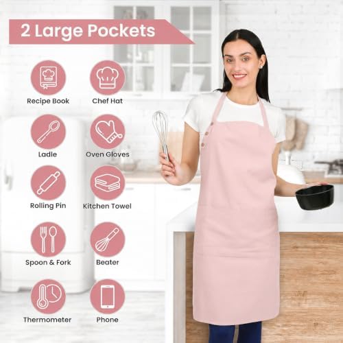 Cotton Aprons for Women with Pockets adjustable Straps