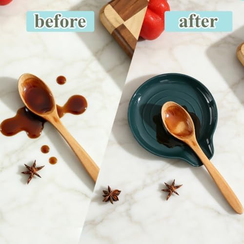 Kyraton Spoon Rest for Stove Top Set of 2, Plastic Heat-Resistant