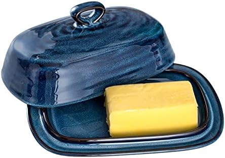 Hasense Butter Dish with Lid, Ceramic Butter Dish with Cover for