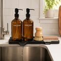 Kitchen Soap Dispenser Set with Self-Draining Tray, Brush and Sponge