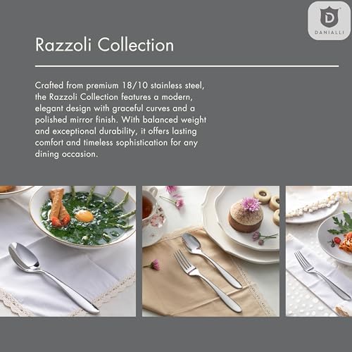 Danialli Modern Silverware Set, 18/10 Stainless Steel Flatware, Mirror