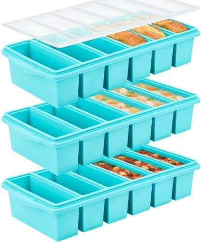 1/2 Cup Silicone Freezer Tray With Lid - Silicone Freezer Molds 3-Pack